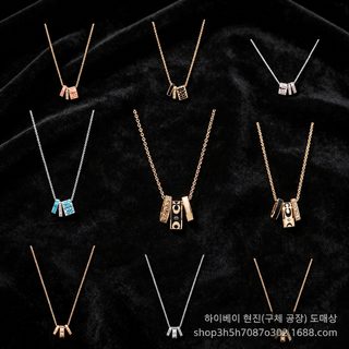 COA 구리 도금 C 이니셜 3링 목걸이 남녀공용 패션 쇄골 체인