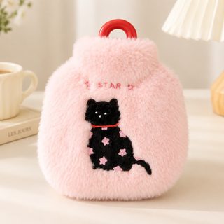 고양이 자수 털커버 온수주머니 350ml 손발 보온 물주머니