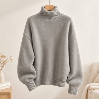 나른한 바람 터틀넥 니트 스웨터 여자 가을 겨울 부드럽고 찰기 있는 단색