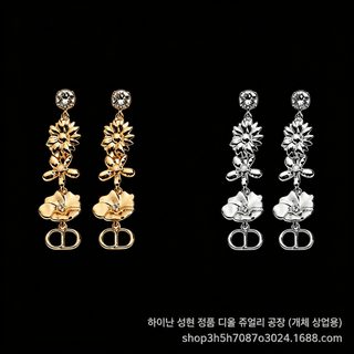크로스보더 인기 D가 26년 신상품 데이지 CD 알파벳 귀걸이 경사 패션 귀걸이