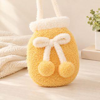리본 뽀글이 커버 보온 물주머니 350ml 겨울 휴대용 손난로