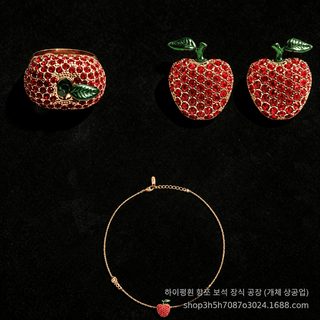 공장 도매 D사 26년 신상 다이아몬드 사과 목걸이 귀걸이 반지 독특 창의 패