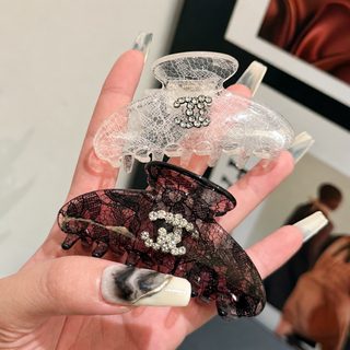 소향풍 지르콘 장식 레이스 아세테이트 헤어 집게핀 여성 빈티지 올림머리