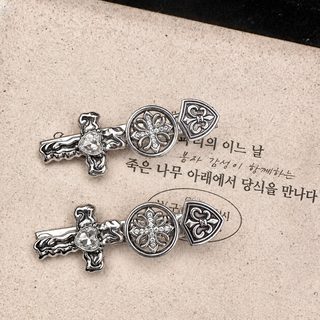 십자가 크크 유행정 빈티지 머리핀 유해변 클립 심플한 통근 소수 질감 머