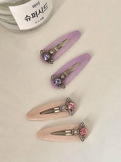 새로운 한국판 패션 서양식 핑크 시리즈 별 가득 다이아몬드 미니 앞머리