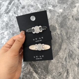 개선문 지르콘 큐빅 아세테이트 샤넬풍 헤어핀 여성 앞머리 옆핀 레트로 감