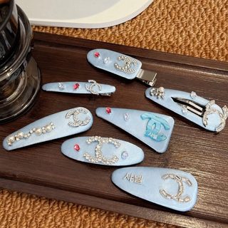 남색 단자 면 작은 향기 풍채 드릴 머리핀 빈티지 소중 기질 심플 유행 유해변 클립 왕홍 고급녀
