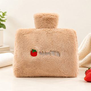 딸기 자수 털커버 온수주머니 1500ml 겨울 보온 물주입식