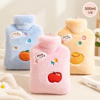 과일 자수 보송한 미니 온수주머니 500ml 손 보온 물주입식