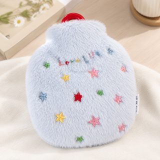 별 자수 털커버 미니 보온 물주머니 350ml 휴대용 손난로