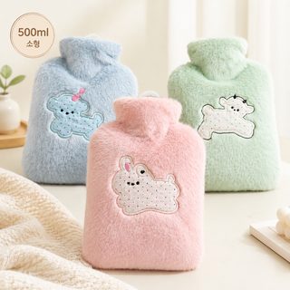 동물 캐릭터 털커버 보온 물주머니 500ml 소형 겨울 손난로