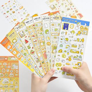 韩系文具 日系角落平面贴 手帐日记装饰烫金卡通动物西瓜贴纸贴画