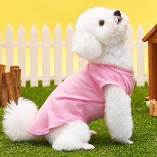 아마존 애완동물 옷 순색 사계절 개 티셔츠 고양이 개 조끼 개 복식 현물 도