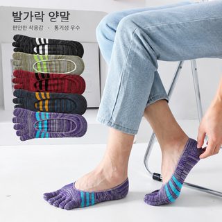 2021 신상품 얕은 입 학원풍 세 줄 철봉 순수 정소 면 남성 봄여름 다섯 발가락 양말