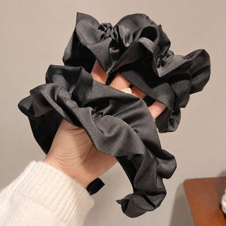 송지아 동일 스타일 여성용 와이드 주름 헤어밴드 하이 크라운 세안용 패브