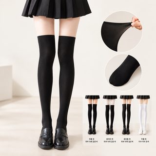 가짜 고통 접합 검은 스타킹 여자 얇은 가짜 허벅지 무릎 양말 섹시하고 귀