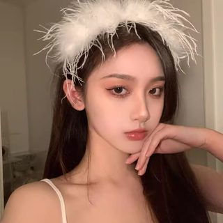 크리스마스 선기삼계 개성 타조 깃털 머리띠 선녀 기질 머리띠 닭털 머리장