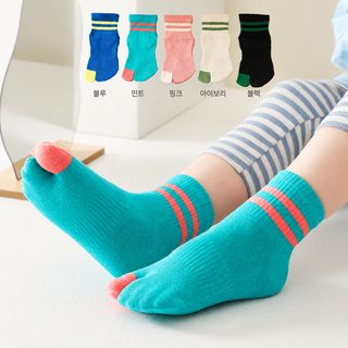 신제품 단색 정소면 어린이 양말 뼈 없는 틈 없는 운동 캐주얼 발가락 양말