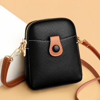 여성 가죽 스마트폰 수납 숄더 크로스백 대용량 이중 수납 미니백