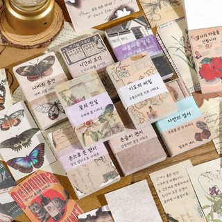 웨전 지난 이야기 수기 시리즈 빈티지 다꾸 소재지 60매 비접착 콜라주 페이