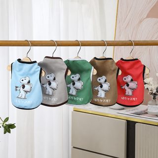 강아지 옷 반려견 조끼 고양이 통기성 카툰 외출용 민소매 베스트