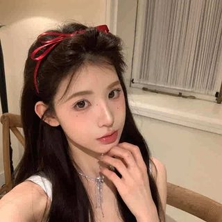 버건디 입체 이중 리본 머리띠 여성용 슬림 발레코어 헤어밴드