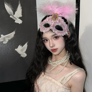 여성 반가면 파티 가면 깃털 보석 나비 마스크 무도회 코스프레 분장 소품