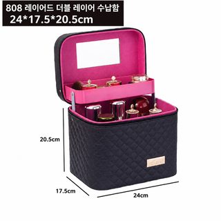 대용량 다층 여행용 화장품 파우치 휴대용 탁상 수납함 PU 가죽 메이크업 케