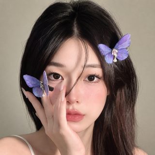 여성용 빈티지 나비 헤어핀 오리부리 집게 앞머리 옆머리 포인트 머리핀