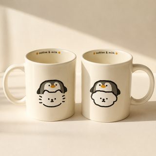 귀여운 펭귄 고양이 강아지 도자기 머그컵 커피 우유컵 선물용