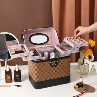 대용량 화장품 수납 케이스 여성 휴대용 다기능 메이크업 박스 액세서리 정