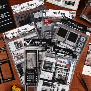 悦真时光标本手帐贴纸包pet切膜儿童贴画diy手帐咕卡素材防水透明