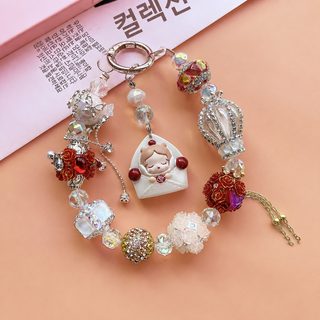 고급 중공업 DIY 비즈 핸드폰 체인 버블마트 멍뭉이 만화 피규어 인형 걸이