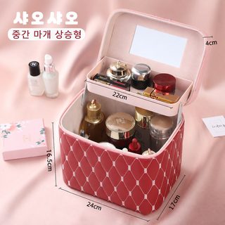 대용량 휴대용 화장품 파우치 화장품 케이스 가정용 데스크 정리 수납함 다