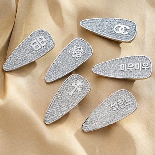 반짝이 알파벳 메탈 타원형 앞머리 옆머리 덕빌 집게핀 여성 뒷머리 헤어클