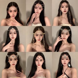 할로윈 누란 공주 보헤미안 미간 장식 태슬 체인 헤어 액세서리 이국풍 헤