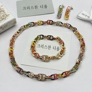 디네/디네 클래식 패션 컬러 드립 법랑 CD 자모 조립 목걸이 팔찌 귀걸이 세트 백합녀