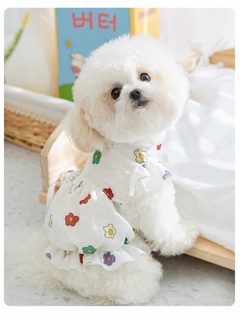 夏季狗狗衣服薄款可爱印花连衣裙泰迪比熊中小型犬外出宠物猫衣服