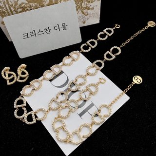 디네 신상 세트 알파벳 흑백 진주 목걸이 고버전 복고 팔찌 패션 구미 귀걸