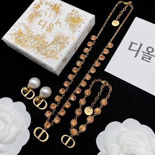 D가/디가 신상 돼지코 세트 여성 복고 구미 백합 목걸이 팔찌 진주 귀걸이