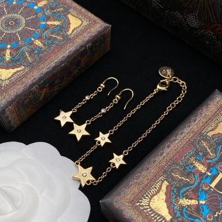 迪家/星星流苏耳环女小众设计感复古高级套装D家新款百搭手链批发