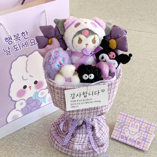 쿠로미 캐릭터 봉제인형 꽃다발 프리저브드 플라워 생일 교사 여자친구 선