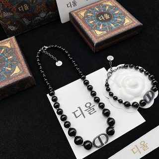 D집 체인/디네 신상 CD 자모 돼지코 목걸이 팔찌 검은색 크기 진주 귀걸이 구