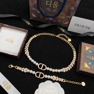 D가 세트/디가 빈티지 황동 재질 밀 이삭 다이아몬드 CD 자모 목걸이 클래식