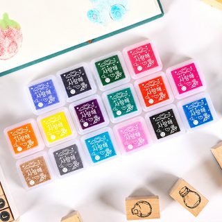 어린이 손가락 그림 스탬프 잉크패드 3x3cm 12색 24색 DIY 미술놀이 세트
