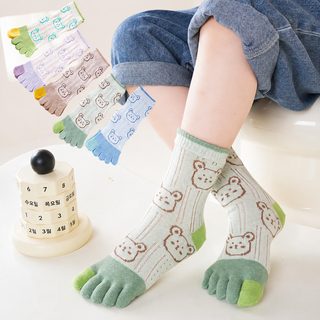 아동 유리사 곰돌이 캐릭터 오지 양말 여름용 발가락 분리 중목 면양말