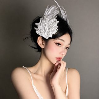 엔젤 윙 Lolita 깃털 집게 헤어핀 흑백 자수 코스프레 촬영용 여성 헤어 액세