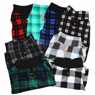 강아지 겨울 조끼 플리스 산책용 하네스 리드줄 고리 반려견 의류 XS~3XL 27색