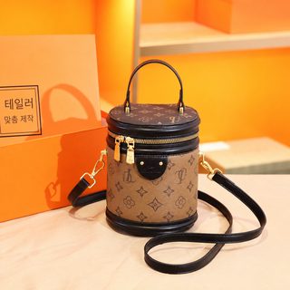 发财水桶包包女2023新款高级质感印花单肩包复古百搭斜挎包圆筒包