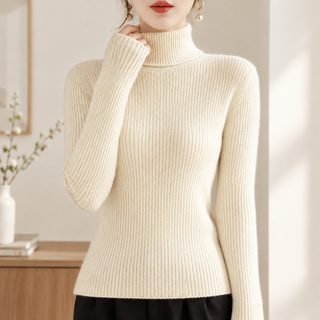 2026 가을겨울 여성 슬림핏 골지 터틀넥 니트 긴팔 출근룩 이너 스웨터